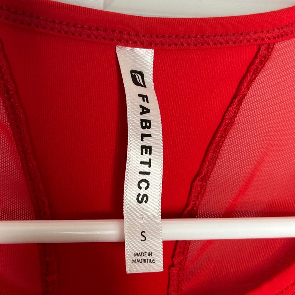 Fabletics Helena Tank Red Mesh Racerback Workout Top Small - Picture 8 of 10